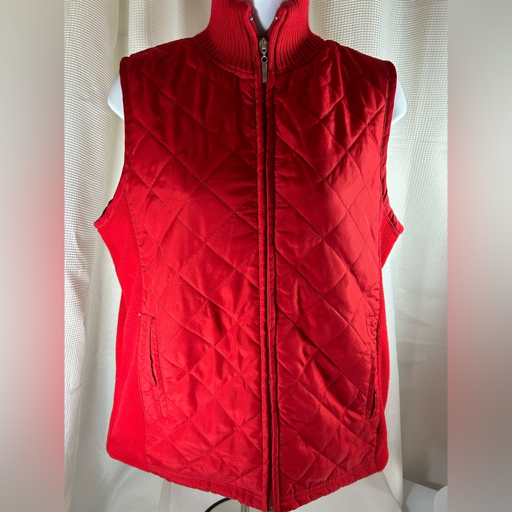 Carolyn Taylor, red quilted vest